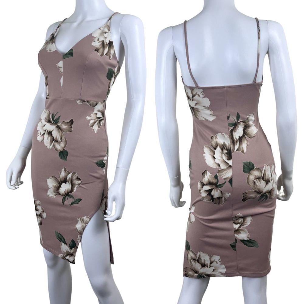 Rhapsodielle Women Size S Pink Floral Pullover Sleeveless Bodycon Mini Dress